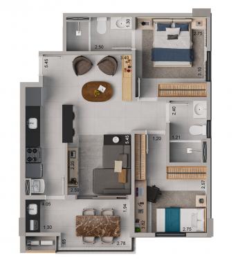 imagem 5 - À Venda, Apartamento 02 quartos, 01 Suíte, 63,16m², R$ 509.800,00 imagem 5 - À Venda, Apartamento 02 quartos, 01 Suíte, 63,16m², R$ 509.800,00